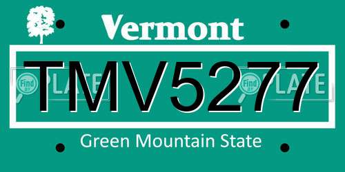 TMV5277 Vermont License Plate