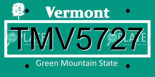 TMV5727 Vermont License Plate