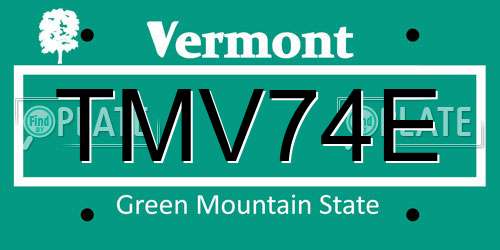 TMV74E Vermont License Plate