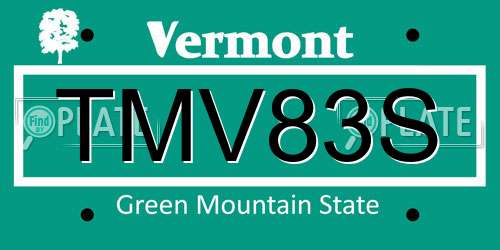 TMV83S Vermont License Plate
