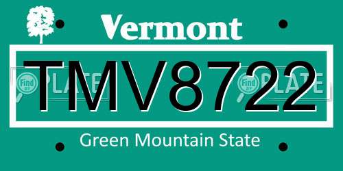 TMV8722 Vermont License Plate
