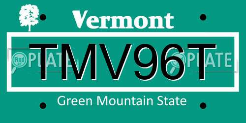 TMV96T Vermont License Plate