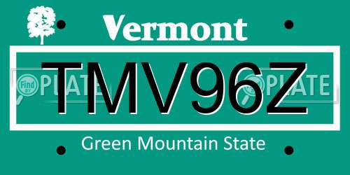 TMV96Z Vermont License Plate
