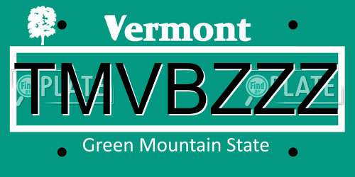 TMVBZZZ Vermont License Plate