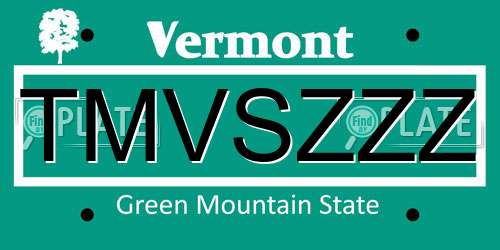 TMVSZZZ Vermont License Plate