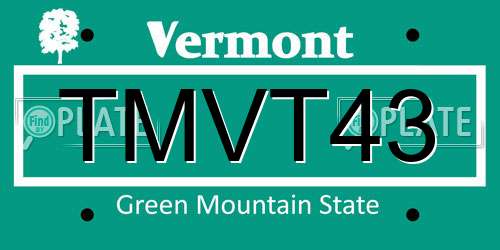 TMVT43 Vermont License Plate