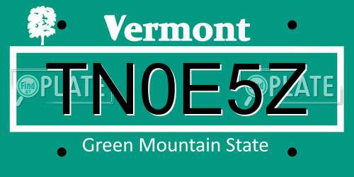 TN0E5Z Vermont License Plate