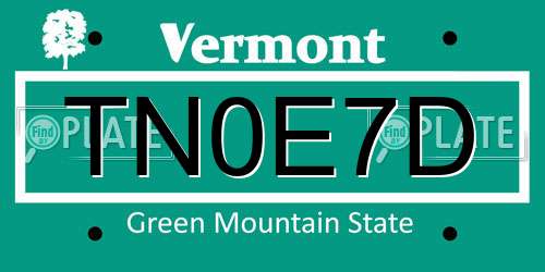 TN0E7D Vermont License Plate