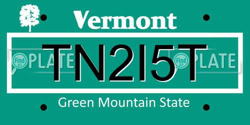 TN2I5T Vermont License Plate