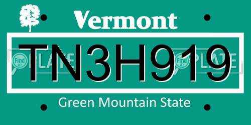 TN3H919 Vermont License Plate