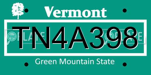 TN4A398 Vermont License Plate