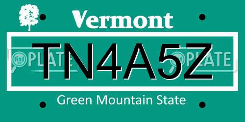 TN4A5Z Vermont License Plate