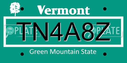 TN4A8Z Vermont License Plate