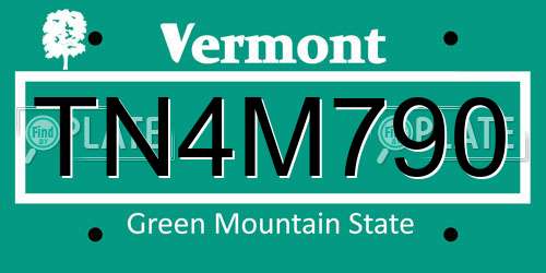 TN4M790 Vermont License Plate