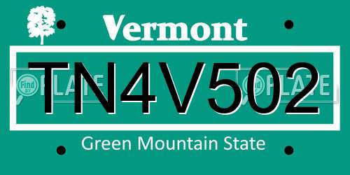 TN4V502 Vermont License Plate