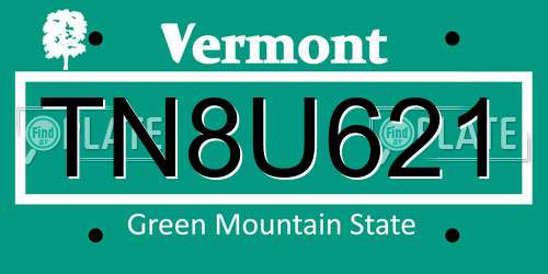 TN8U621 Vermont License Plate