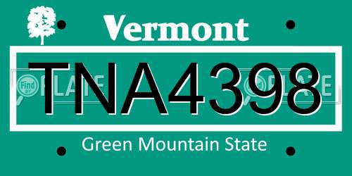 TNA4398 Vermont License Plate