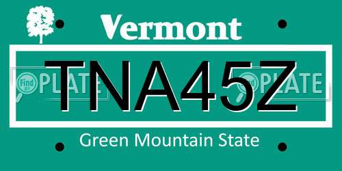 TNA45Z Vermont License Plate
