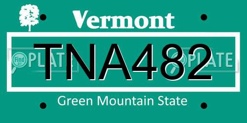 TNA482 Vermont License Plate