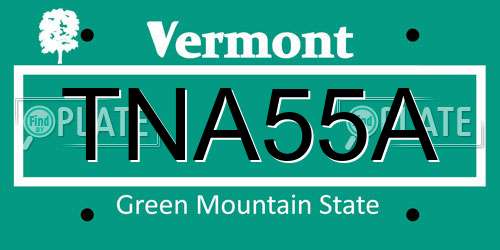 TNA55A Vermont License Plate