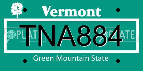 TNA884 Vermont License Plate