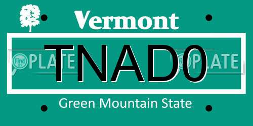 TNAD0 Vermont License Plate
