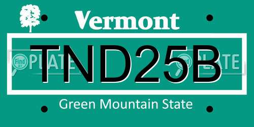 TND25B Vermont License Plate