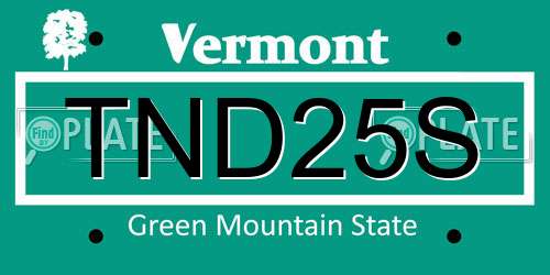TND25S Vermont License Plate