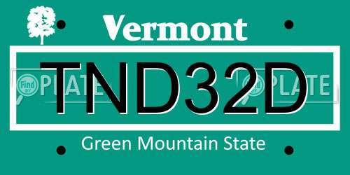 TND32D Vermont License Plate
