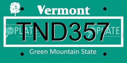TND357 Vermont License Plate