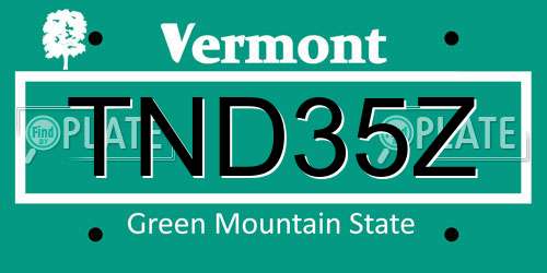 TND35Z Vermont License Plate