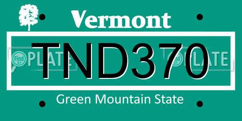 TND370 Vermont License Plate