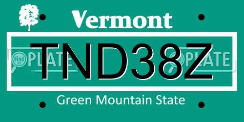 TND38Z Vermont License Plate