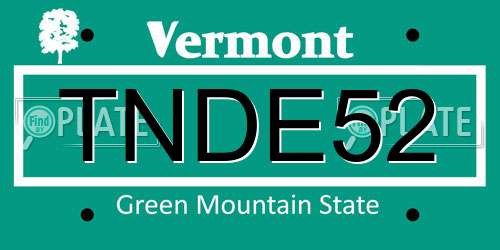 TNDE52 Vermont License Plate