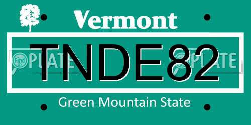 TNDE82 Vermont License Plate