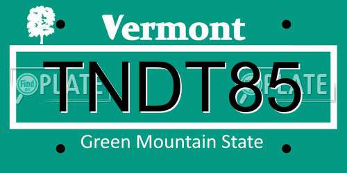 TNDT85 Vermont License Plate