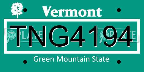 TNG4194 Vermont License Plate
