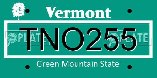 TNO255 Vermont License Plate