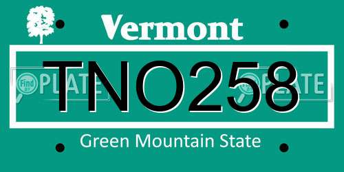 TNO258 Vermont License Plate