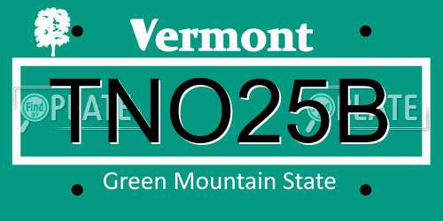 TNO25B Vermont License Plate