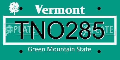 TNO285 Vermont License Plate