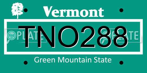TNO288 Vermont License Plate