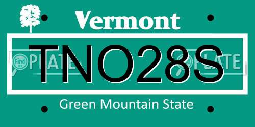 TNO28S Vermont License Plate