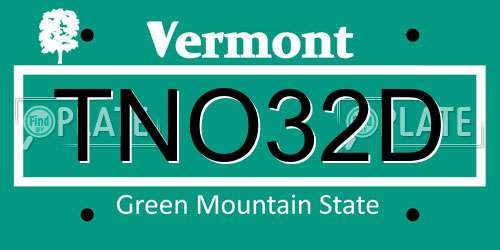 TNO32D Vermont License Plate
