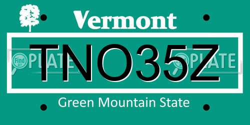 TNO35Z Vermont License Plate
