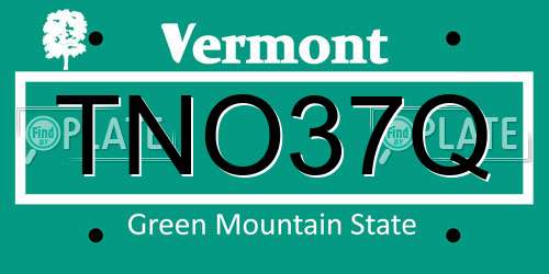 TNO37Q Vermont License Plate
