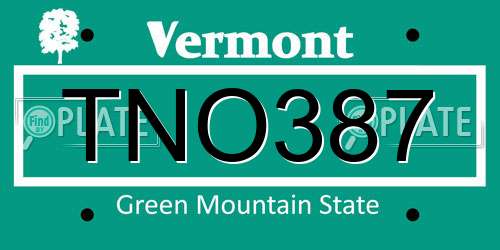 TNO387 Vermont License Plate
