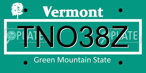 TNO38Z Vermont License Plate