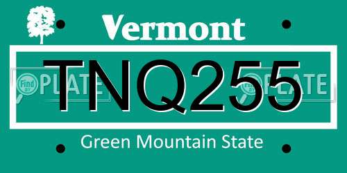 TNQ255 Vermont License Plate