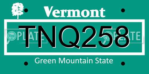 TNQ258 Vermont License Plate